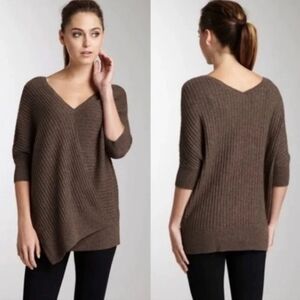 VINCE▪️Cocoon Crossover Asymmetrical Ribbed Sweater